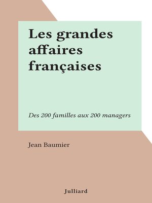 cover image of Les grandes affaires françaises